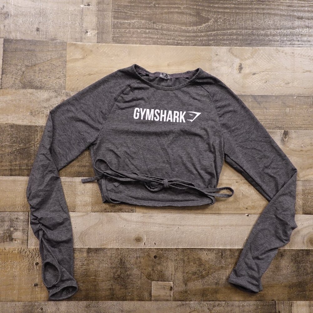 Gymshark Cropped Long Sleeve Top Women’s Medium Gray Athletic Workout